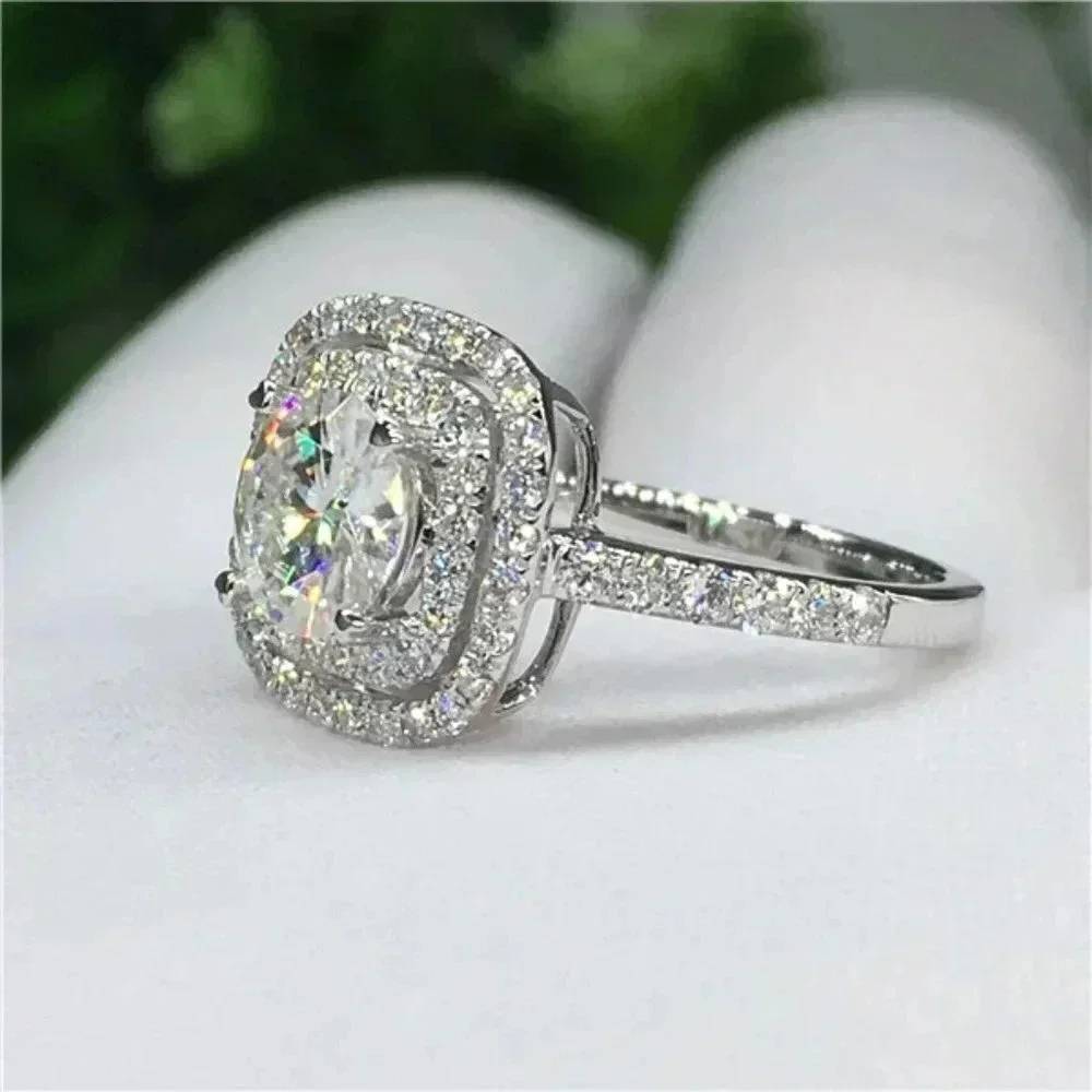 💥High Quality Shiny Round CZ Bling Square Micro Classic Wedding Ring, UNVN12137 - Picture 2 of 5